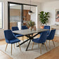 6-Piece Dario Navy Dining Table & Chair Set Rectangular Velvet Banquet