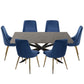 6-Piece Dario Navy Dining Table & Chair Set Rectangular Velvet Banquet