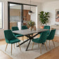 6-Piece Dario Green Dining Table & Chair Set Rectangular Velvet Banquet