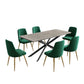 6-Piece Dario Green Dining Table & Chair Set Rectangular Velvet Banquet
