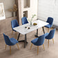 6-Piece Zelma Blue Dining Table & Chair Set Marble Bliss Velvet
