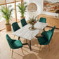6-Piece Zelma Green Dining Table & Chair Set Marble Bliss Velvet