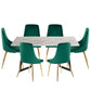6-Piece Zelma Green Dining Table & Chair Set Marble Bliss Velvet