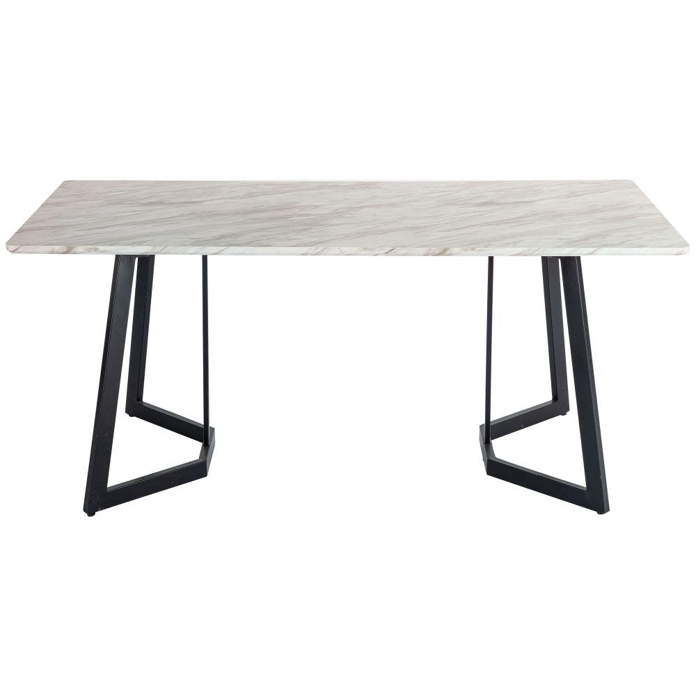 6-Piece Zelma Green Dining Table & Chair Set Marble Bliss Velvet