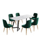 6-Piece Zelma Green Dining Table & Chair Set Marble Bliss Velvet