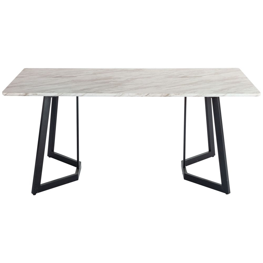 6-Piece Zelma Green Dining Table & Chair Set Marble Bliss Velvet