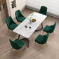 6-Piece Zelma Green Dining Table & Chair Set Marble Bliss Velvet