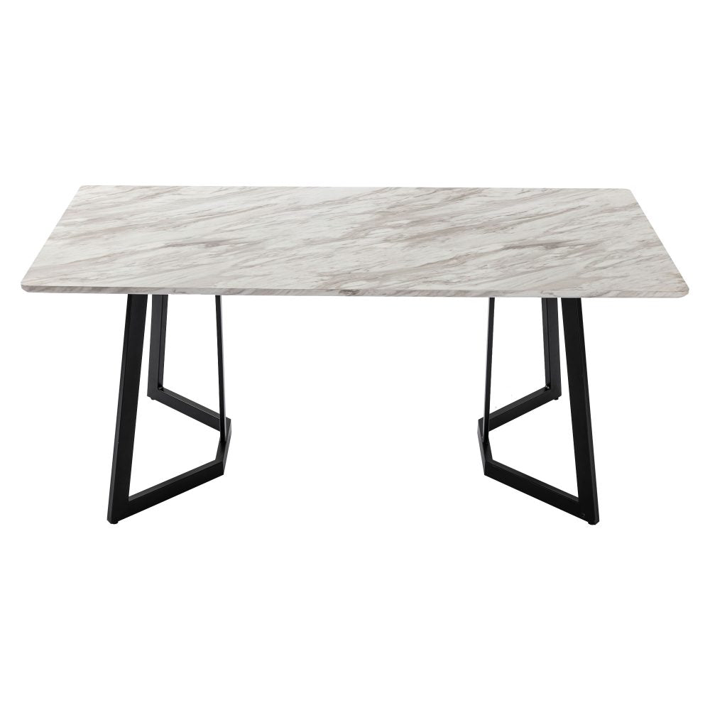 6-Piece Zelma Green Dining Table & Chair Set Marble Bliss Velvet