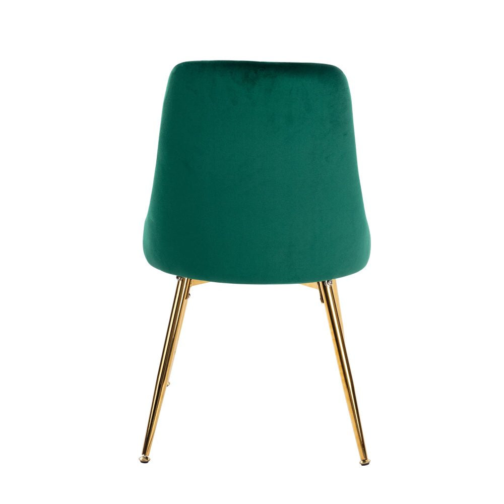 6-Piece Zelma Green Dining Table & Chair Set Marble Bliss Velvet