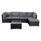 Perry 5-Seater Ottoman-Style Outdoor Lounge Set - Black