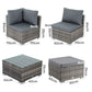 Perry 5-Seater Ottoman-Style Outdoor Lounge Set - Black