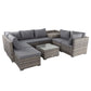 Shannon 6-Seater Large Modular Ottoman Outdoor Lounge Set - Grey
