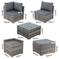 Shannon 6-Seater Large Modular Ottoman Outdoor Lounge Set - Grey