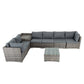 Spencer 7-Seater Furniture Modular Lounge Sofa 8-Piece Outdoor Sofa - Grey