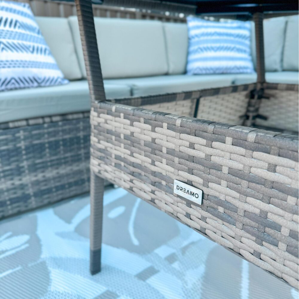 Spencer 7-Seater Wicker Table & Chairs 8-Piece Outdoor Dining Set - Grey