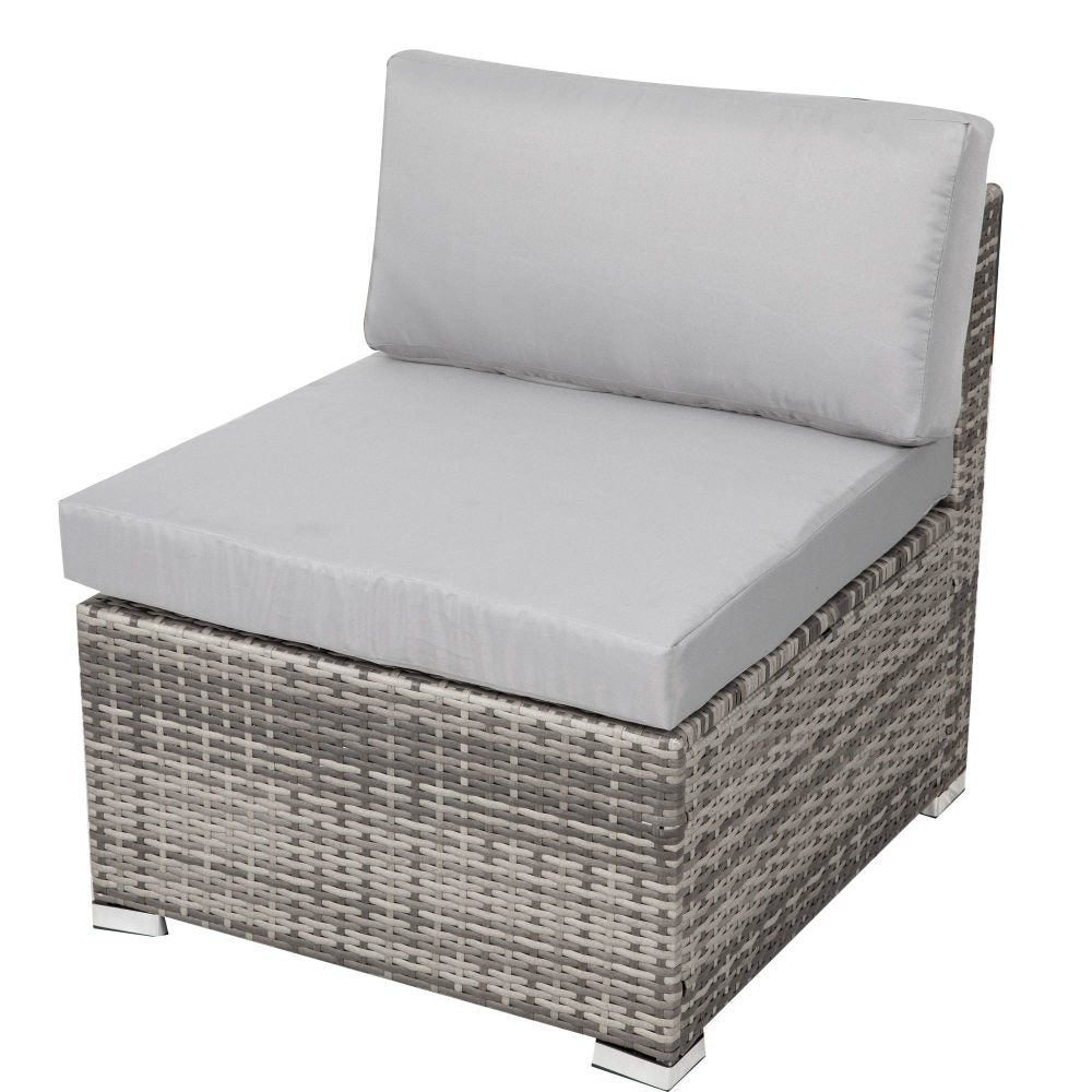Spencer 7-Seater Wicker Table & Chairs 8-Piece Outdoor Dining Set - Grey