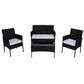 Avery 4-Seater PE Wicker Lounge Sofa 4-Piece Outdoor Sofa - Black