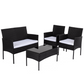 Avery 4-Seater PE Wicker Lounge Sofa 4-Piece Outdoor Sofa - Black