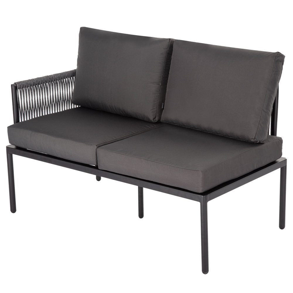 Cosmo 4-Seater with Coffee Table Stylish Textile and Rope Design 3-Piece Outdoor Lounge Set - Black