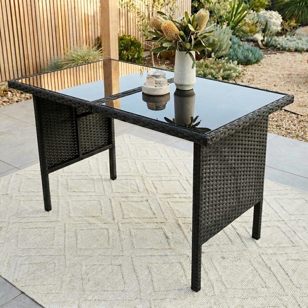 Jules 8-Seater Modular Garden Lounge with Table and Stools 6-Piece Dining Set - Black