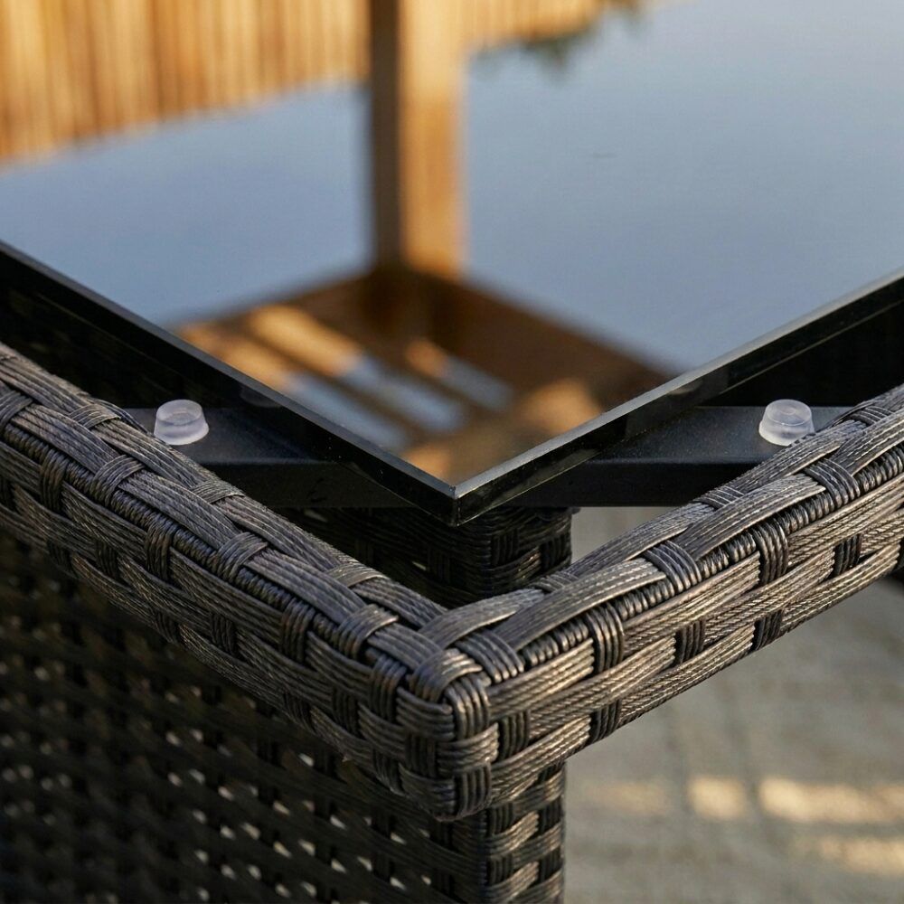 Jules 8-Seater Modular Garden Lounge with Table and Stools 6-Piece Dining Set - Black