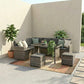 Jules 8-Seater Modular Garden Lounge with Table and Stools 6-Piece Dining Set - Grey