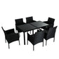 Larkin 6-Seater Minimalist Wicker 7-Piece Dining Set - Black