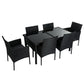 Larkin 6-Seater Minimalist Wicker 7-Piece Dining Set - Black