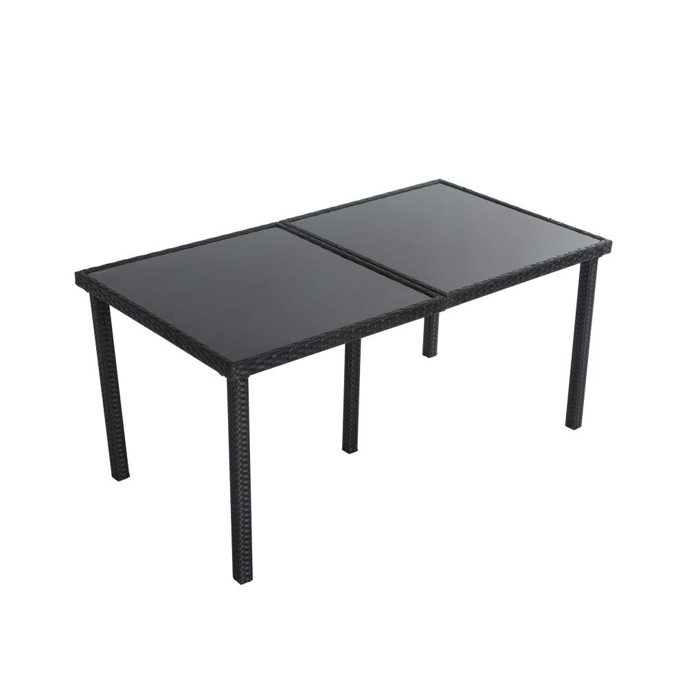 Larkin 6-Seater Minimalist Wicker 7-Piece Dining Set - Black