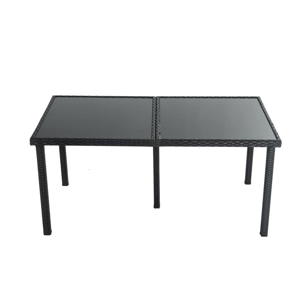 Larkin 6-Seater Minimalist Wicker 7-Piece Dining Set - Black
