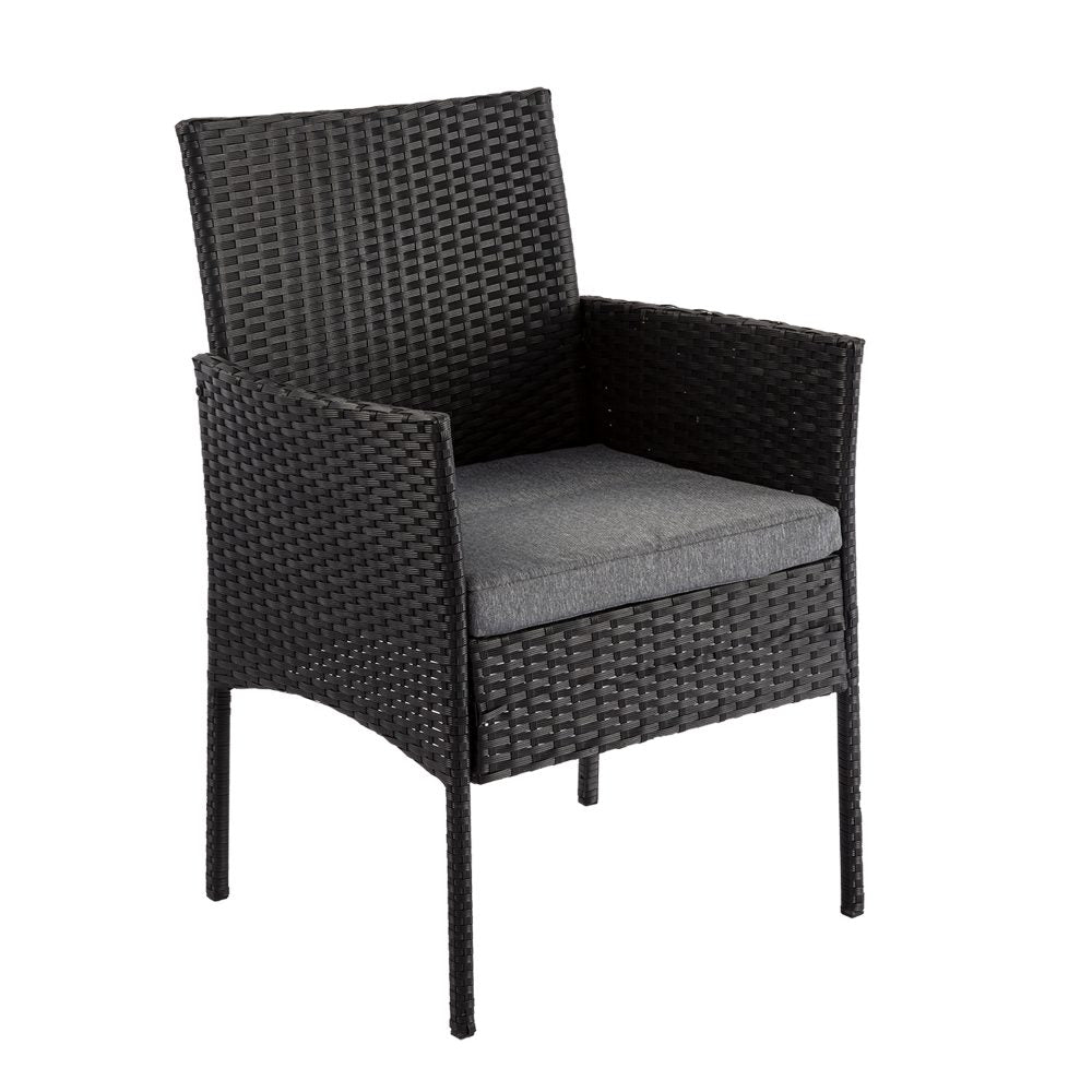 Larkin 6-Seater Minimalist Wicker 7-Piece Dining Set - Black