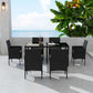Larkin 6-Seater Minimalist Wicker 7-Piece Dining Set - Black