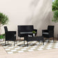 Lowry 4-Seater Wicker 4-Piece Outdoor Lounge Set - Black