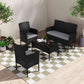 Lowry 4-Seater Wicker 4-Piece Outdoor Lounge Set - Black