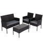 Lowry 4-Seater Wicker 4-Piece Outdoor Lounge Set - Black