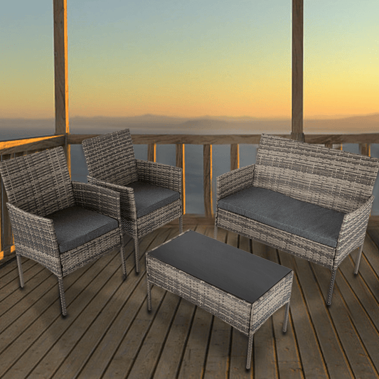 Lowry 4-Seater Wicker 4-Piece Outdoor Lounge Set - Mixed Grey