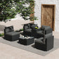 Quincy 4-Seater Modular Wicker Outdoor Lounge Set - Black