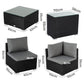 Quincy 4-Seater Modular Wicker Outdoor Lounge Set - Black
