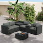 Quincy 6-Seater Wicker Loveseat 7-Piece Outdoor Wicker with Storage Cover - Black