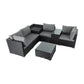 Quincy 6-Seater Wicker Loveseat 7-Piece Outdoor Wicker with Storage Cover - Black