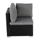 Quincy 6-Seater Wicker Loveseat 7-Piece Outdoor Wicker with Storage Cover - Black