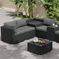 Quincy 8-Seater Modular Armchairs and Coffee Table 9-Piece Outdoor Sofa - Black