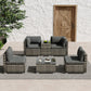 Quincy 4-Seater Modular Lounge with Wicker End Table Outdoor Sofa - Grey