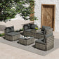 Quincy 4-Seater Modular Lounge with Wicker End Table Outdoor Sofa - Grey