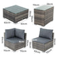 Quincy 4-Seater Modular Lounge with Wicker End Table Outdoor Sofa - Grey