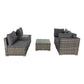 Quincy 4-Seater Modular Lounge with Wicker End Table Outdoor Sofa - Grey