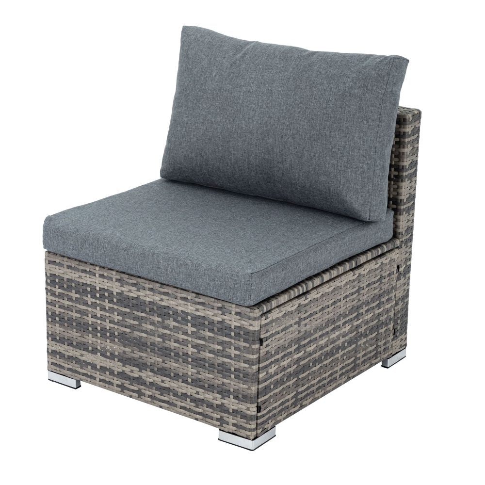 Quincy 4-Seater Modular Lounge with Wicker End Table Outdoor Sofa - Grey