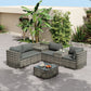 Quincy 6-Seater Wicker Lounge 7-Piece Outdoor Wicker with Storage Cover - Grey