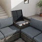 Quincy 6-Seater Wicker Lounge 7-Piece Outdoor Wicker with Storage Cover - Grey
