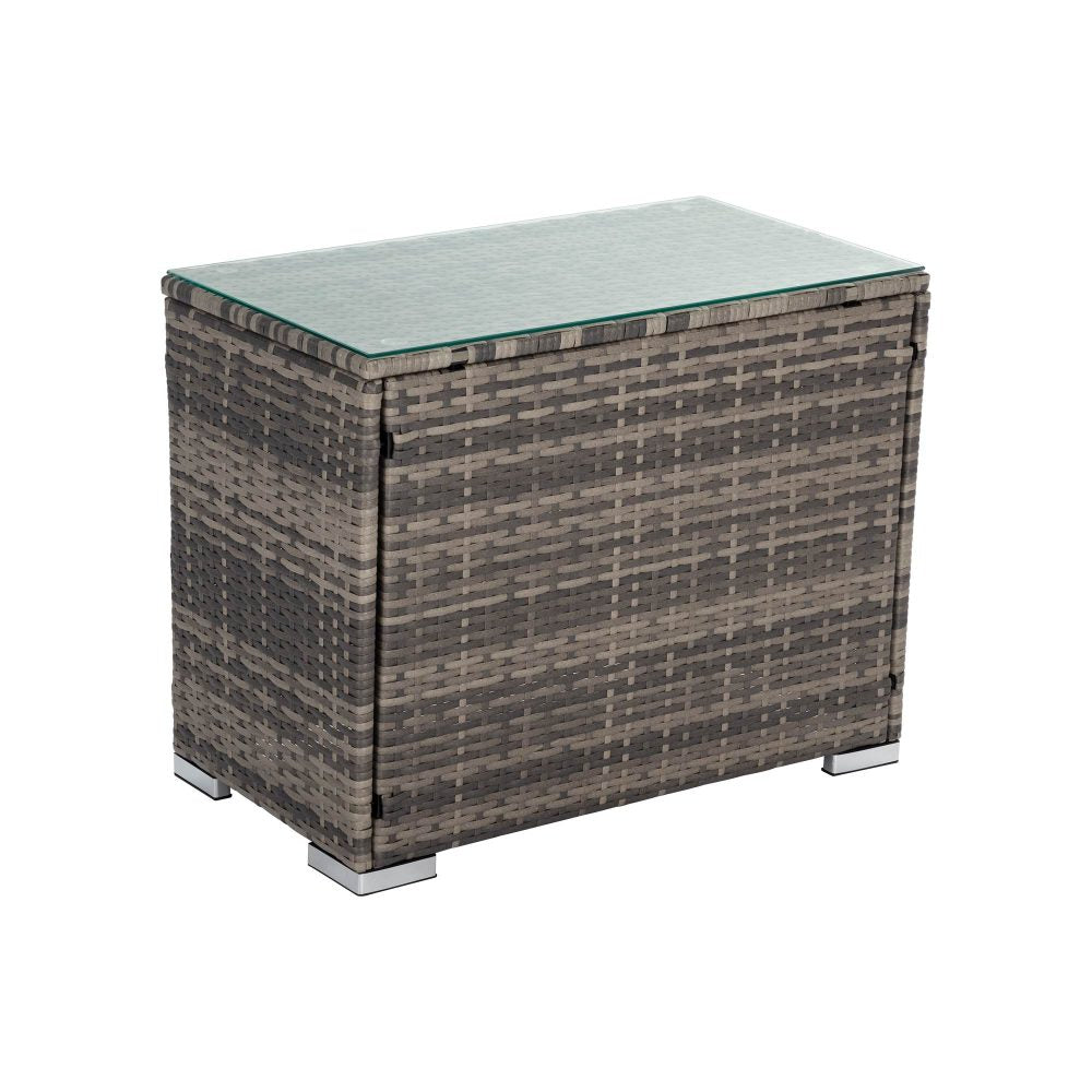 Quincy 6-Seater Wicker Lounge 7-Piece Outdoor Wicker with Storage Cover - Grey